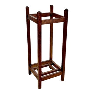 Antique Arts & Crafts Quartersawn Oak Entryway Umbrella Holder Stand For Sale