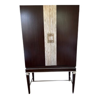 Ethan Allen Evansview Bar Cabinet Hollywood Regency "Showstopper" Indonesian Mahogany. Modernist / Mid-Century Modern For Sale