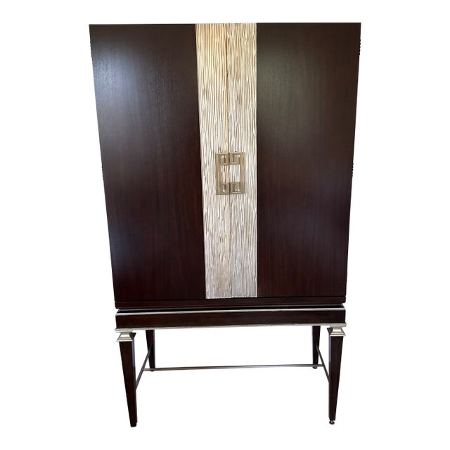 Ethan Allen Evansview Bar Cabinet Hollywood Regency "Showstopper" Indonesian Mahogany. Modernist / Mid-Century Modern For Sale