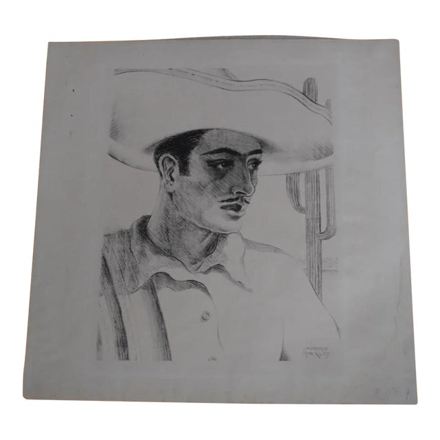 1930s Lawrence Hinckley - Mexican Man - Etching For Sale