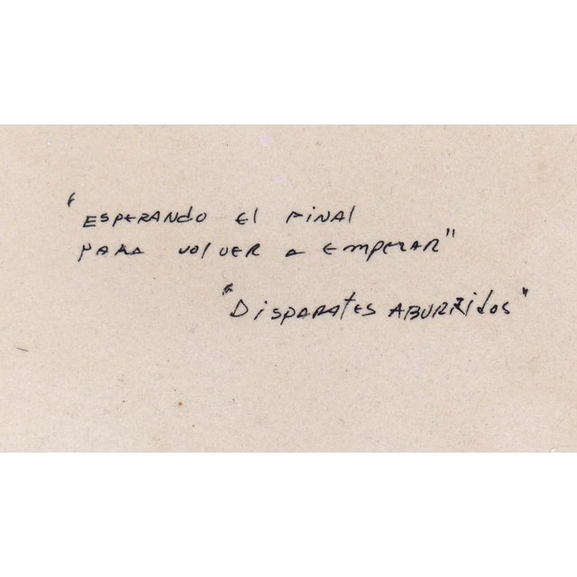 Linen Pen and Ink W/ Watercolor by Artist Jorge Zeno (US/Puerto Rico, B1956) For Sale - Image 8 of 10