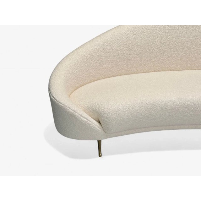 1950s Federico Munari Italian Modern White Boucle & Bronze Sofa, Italy, 1950s For Sale - Image 5 of 11