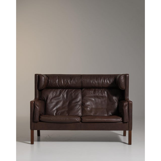 1970-1979 Denmark Deep Espresso Brown Two-Seat Leather Sofa For Sale - Image 9 of 11
