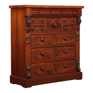 Antique Empire Period Carved Mahogany Tall Chest