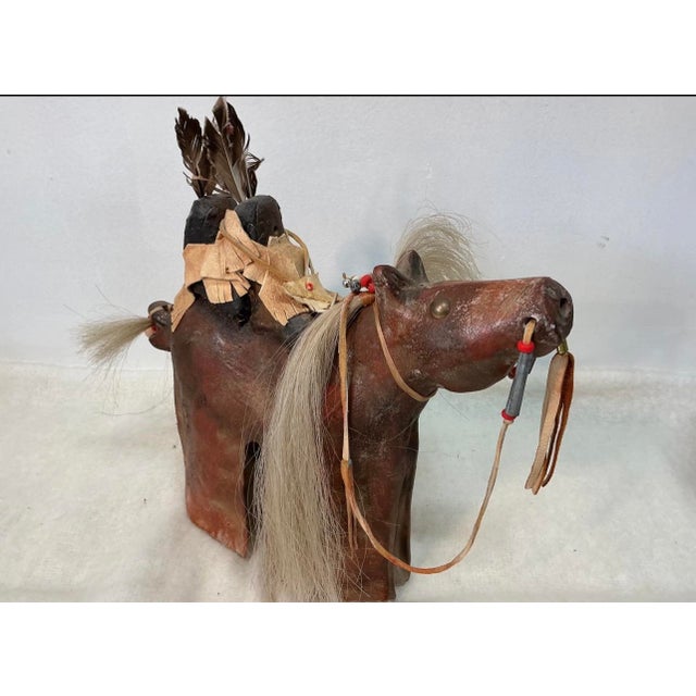 1990s Signed Farrell Cockrum Native American Horse Sculpture | Blackfeet Mixed Media Clay Artwork For Sale In Providence - Image 6 of 16