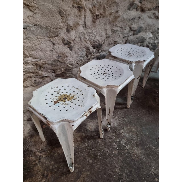 French Industrial Metal Stools by Multipl's, 1930s, Set of 6 For Sale - Image 9 of 15