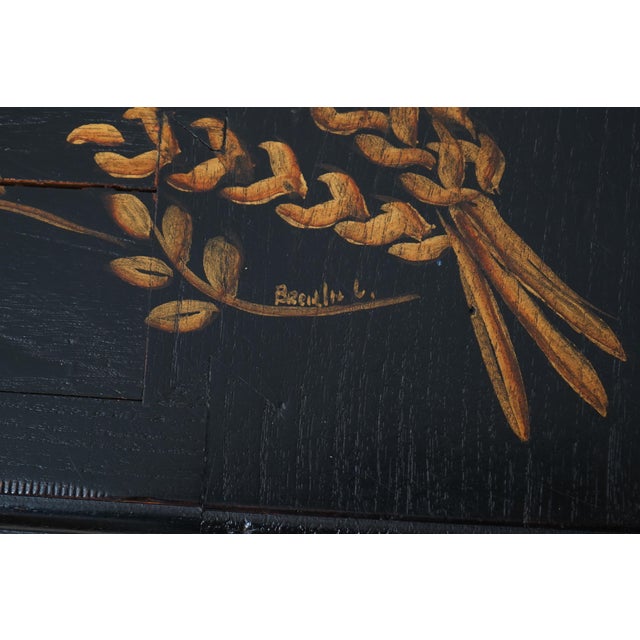 Chinoiserie Decorated Distressed Finish 1 Drawer Table For Sale - Image 4 of 12