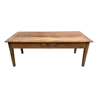 Antique Walnut Dining Table with Tapered Legs and Two Drawers, 1890s For Sale