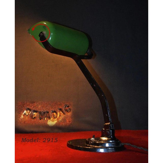 Plastic Belgian Art Deco Green Enamel Adjustable Desk Lamp from Sevadac, 1920s For Sale - Image 7 of 17