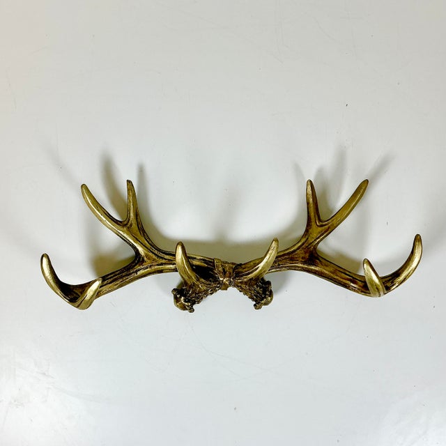 Vintage Rustic Adirondack Arts & Crafts Faux Antler Wall Mounted Hooks. For Sale - Image 4 of 11