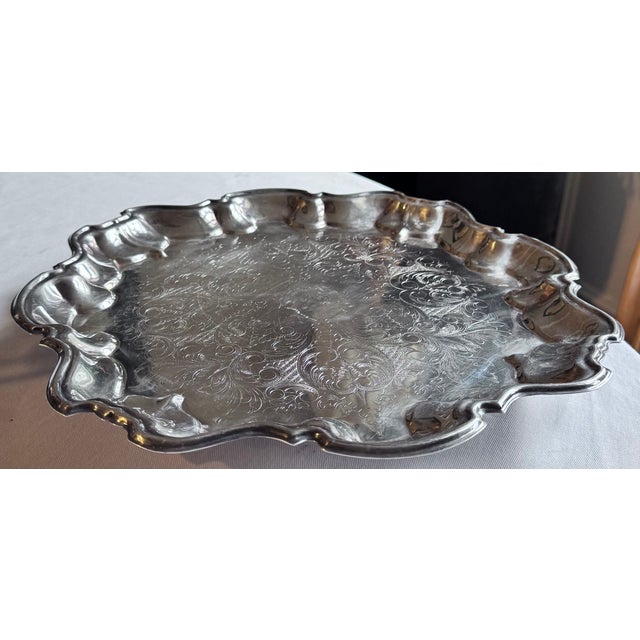 Traditional Vintage F B Rogers Silver Plate Footed Tray For Sale - Image 3 of 14