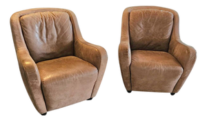 Leather Lounge Chairs from Natuzzi, 1980s, Set of 2