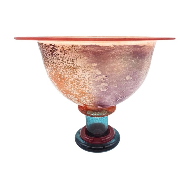 Kosta Boda “Can Can” Compote Bowl by Kjell Engman, Signed Pastel Swedish Postmodern Art Glass For Sale - Image 10 of 14