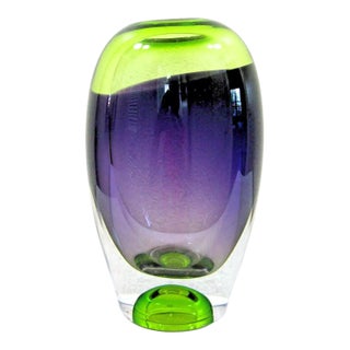 Signed Göran Wärff Vision Vase Purple/Green by Kosta Boda For Sale