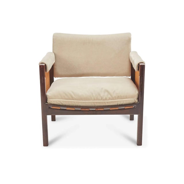Cream 1960s Elegant Caned Lounge Chair in the Style of Dunbar For Sale - Image 8 of 8