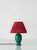 Art Deco French Emerald Green Ceramic Table Lamp with Ruby Silk Shade, 1930s For Sale - Image 14 of 14