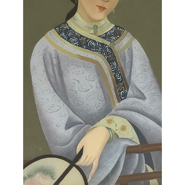 Chinese Export Reverse Glass Painting Young Women For Sale In Palm Springs - Image 6 of 11