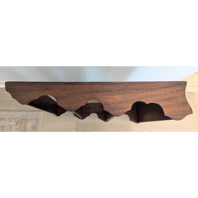 Brown Late 19th Century Mahogany Hanging Wall Shelf Whale End Scrolled 4-Tier For Sale - Image 8 of 14