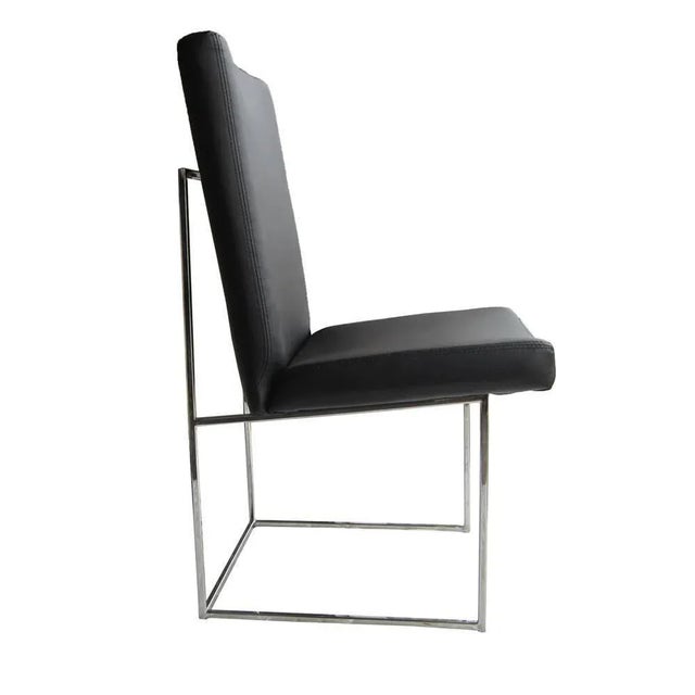 Metal 8 Milo Baughman Leather & Chrome Thin Series High Back Chair For Sale - Image 7 of 8