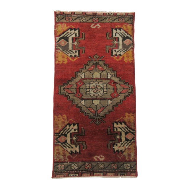 Vintage Mini Turkish Vintage Rug For Sale