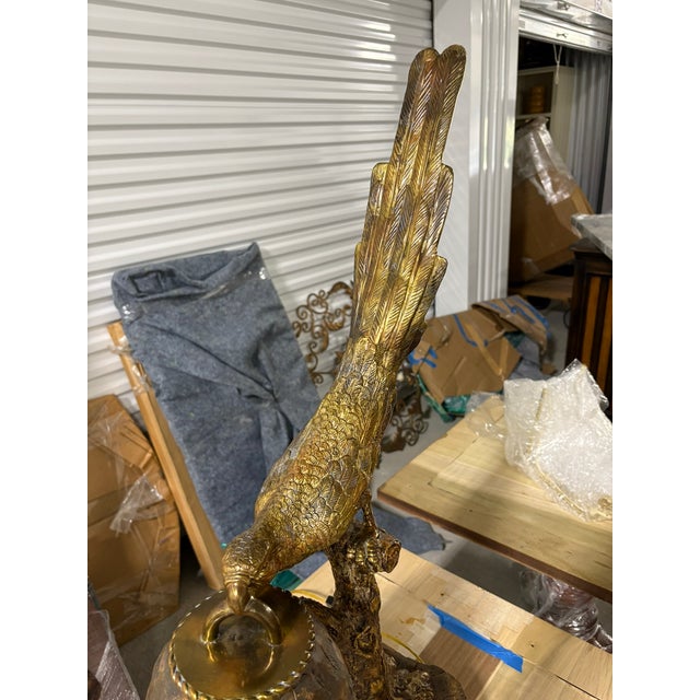 Figurative Late 20th Century Iron Bird Lamp on a Base For Sale - Image 3 of 8