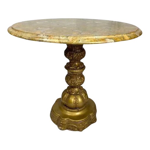 Early 20th Century Marble Top Louis XV Style Accent Table For Sale