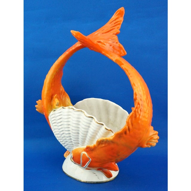 Art Deco Ceramic Centerpiece Vase with Fish from Labor Lastrucci & Borroni, Italy, 1940s For Sale - Image 10 of 18