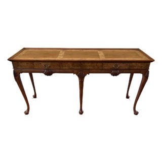 Queen Anne Burled Walnut Console Table For Sale