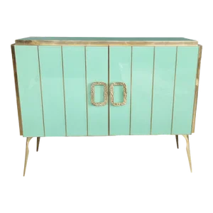 Two-Door Sideboard in Light Blue Murano Glass, 1980s