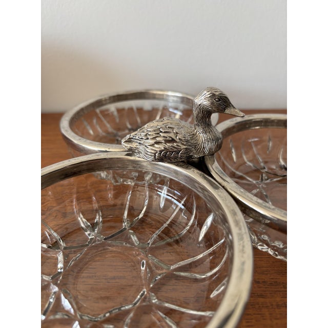 1970s Vintage Glass and Stainless Steel Appetizer Platter, 1970s For Sale - Image 5 of 13