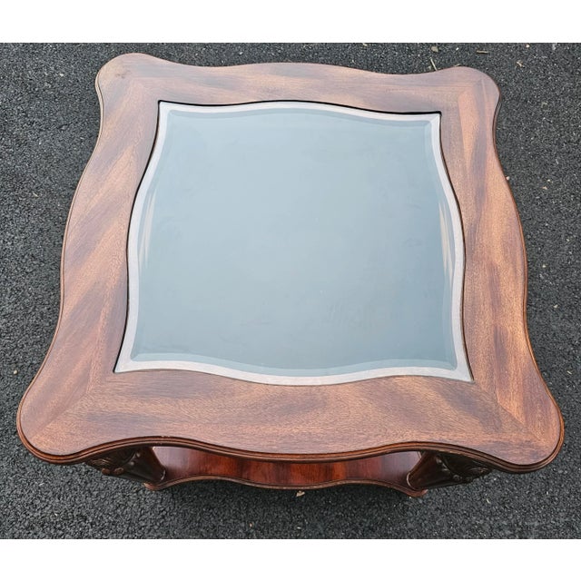 Cth Sherrill Occasional Mahogany Glass Top Display Side Table For Sale - Image 9 of 11