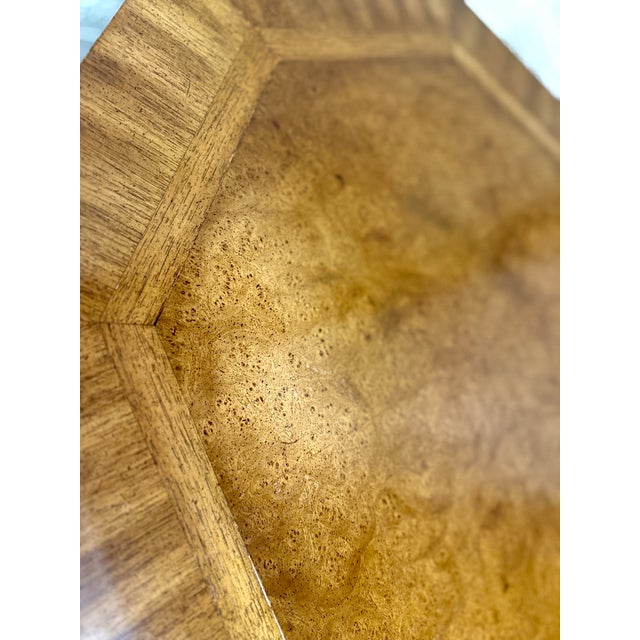 Wood Heirloom by Weiman Burl Wood Octagonal Accent Cabinet With Brass Ring Pulls – Vintage North Carolina Craftsmanship For Sale - Image 7 of 12