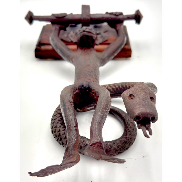 American Arts & Crafts, Monkey & Snake Wrought-Iron Door Knocker For Sale - Image 15 of 18