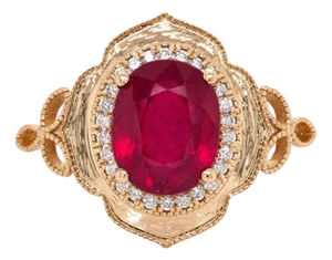 Heirloom 3.7cts Statement Madagascar Ruby Ring: Natural Diamonds, 14k Solid Gold