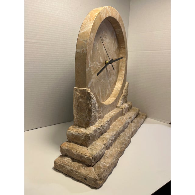 1980's Vintage Renoir Huntington, Ca Ponte Mactan Natural Stone Mantel Clock For Sale - Image 4 of 8