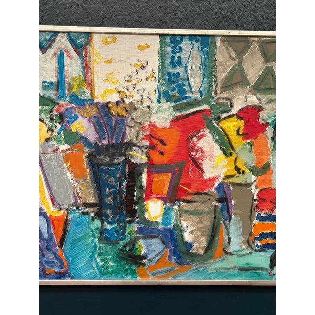 Eric With, Still Life with Flowers, 1950s, Oil Painting on Canvas, Framed For Sale - Image 4 of 17
