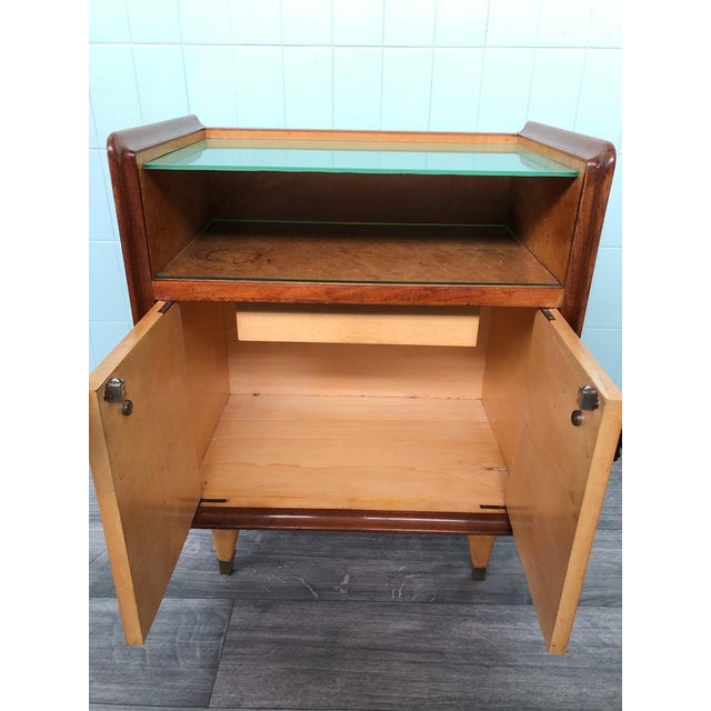 Vintage Italian Bedside Table with Green Glass Top, 1940s For Sale - Image 4 of 18