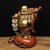 Asian Vintage Gilt Patinated Bronze Laughing Buddha Sculpture With Coins and Ruyi Scepter For Sale - Image 3 of 9