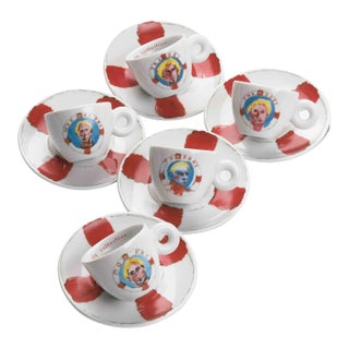 2005 Illy Collection Chuck Van Julian Schnabel Espresso Set ~ Set 5 For Sale