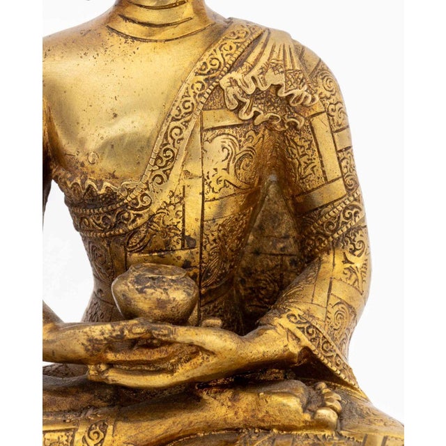Chinese Tibetan Amitabha Gilt Bronze Sculpture For Sale - Image 3 of 9