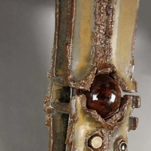 Brutalist Vintage Brutalist Wall Sculpture in Studio Ceramic by Prof. Dieter Crumbiegel, 1975 For Sale - Image 3 of 12