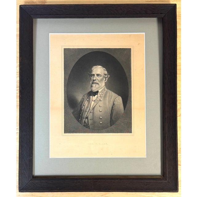 Late 19th Century Period Oak Framed Black & White Engraving of Gen. Robert E. Lee, by J.A. O’Neill For Sale - Image 5 of 12