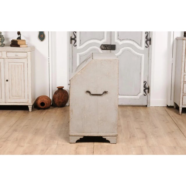 1790s Scandinavian Slant Front Desk with Carved Panel and Four Drawers For Sale - Image 4 of 12