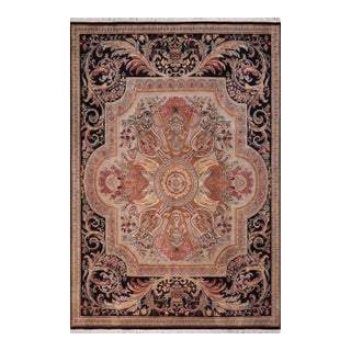 Art Nouveau Inspired 1990's Firdous Pak-Persian Gray/Black Wool Rug - 10'0'' X 13'9'' For Sale