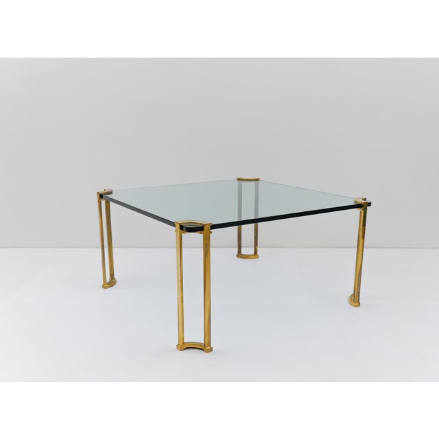 1970s Vintage Brass and Glass Coffee Table attributed to Peter Ghyczy, 1970s For Sale - Image 5 of 16