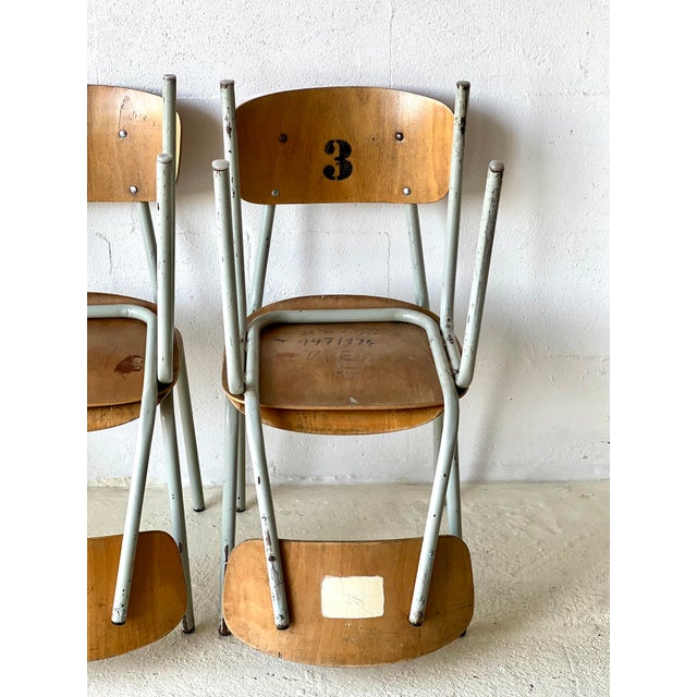 1970s Vintage School Chairs, 1970s, Set of 6 For Sale - Image 5 of 18