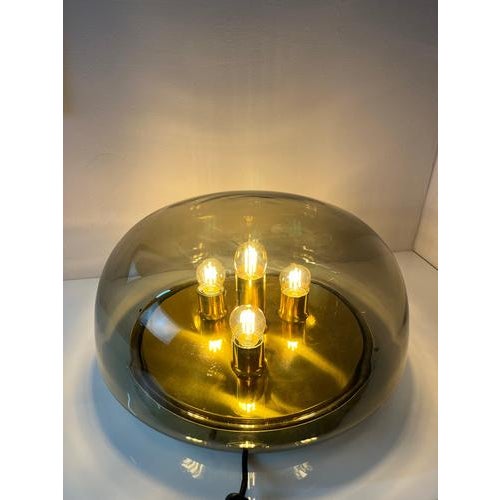 Wall or Ceiling Lamp in Brass and Smoked Glass from Kaiser Idell / Kaiser Leuchten For Sale - Image 5 of 11