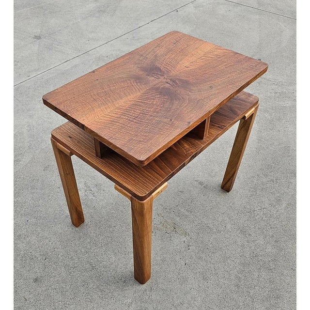 Art Deco Rectangular Two-Tier Walnut Side Table, Austria, 1930s For Sale - Image 3 of 13