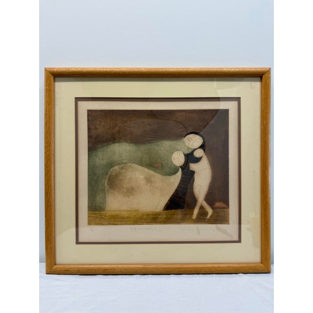 1970s Pastel Painting of Three Hugging Figures "Joy of Living 2" Signed, Framed For Sale - Image 12 of 12