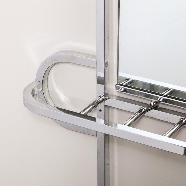 Art Deco Art Deco Curvilinear Coat/Umbrella Rack With Arched Mirror in Polished Chrome For Sale - Image 3 of 8